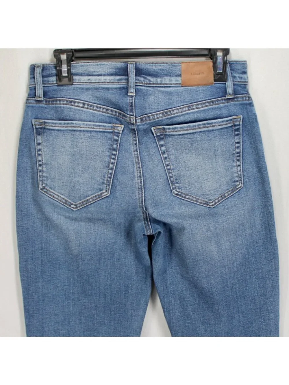 Level 99 Jeans Womens Size 27 Medium Wash Blue Denim Raw Hems Straight Leg